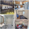 COllage of 2-Bedroom 1-Bathroom house exterior and interior with furnishings