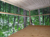 Covered deck with view of woods