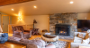 Living area with couches and fireplace